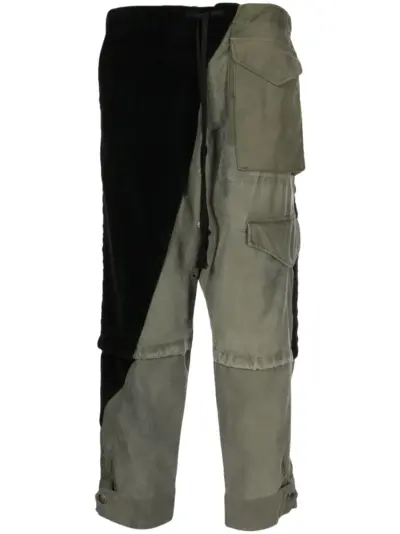 Greg Lauren Army Jacket Tux panelled trousers - Black