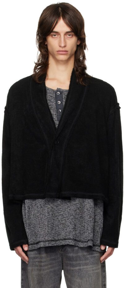 Greg Lauren Black Knit Wool GL1 Cardigan