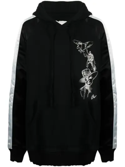 Greg Lauren Souvenir embroidered hoodie - Black