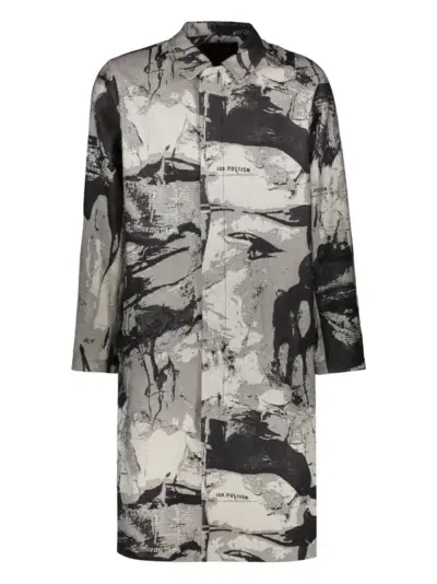 ISO.POETISM abstract-print coat - Black