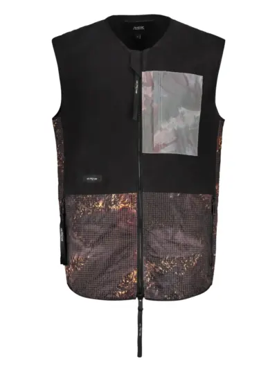 ISO.POETISM mix-print gilet - Black