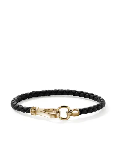 John Hardy 14kt yellow gold and leather bracelet - Black