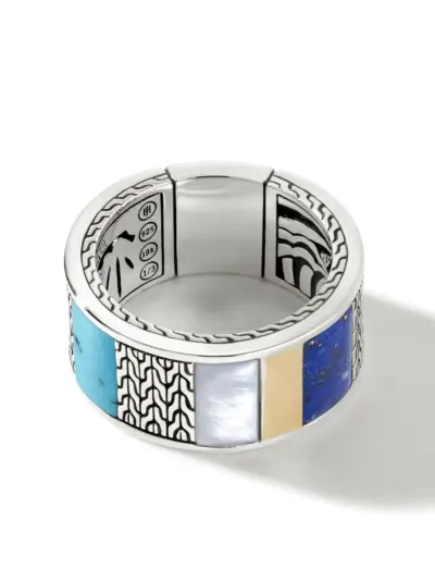 John Hardy 18kt white gold Classic Chain multi-stone ring - Silver