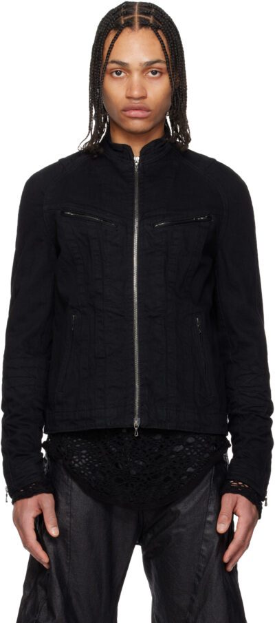 Julius Black Seamed Denim Jacket