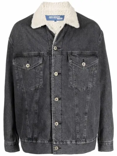 Junya Watanabe MAN faux-shearling collar denim jacket - Black