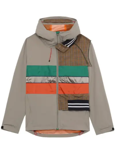 Kolor contrasting-panel hooded jacket - Green