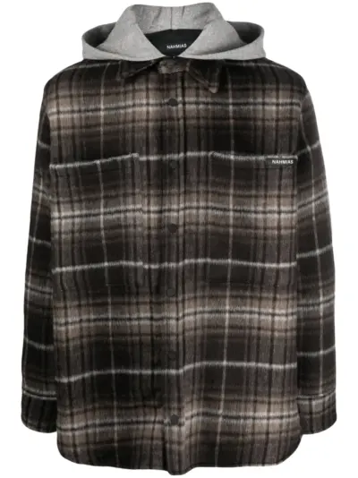 Nahmias check-pattern hooded shirt jacket - Brown