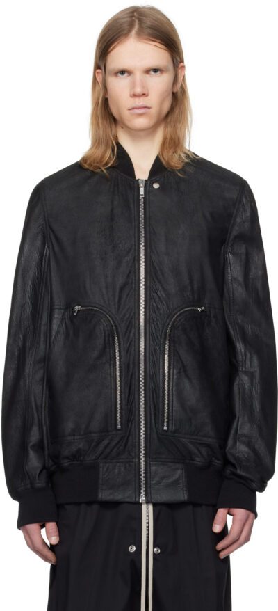 Rick Owens Black Hollywood Flight Leather Jacket