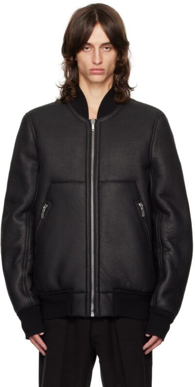 Rick Owens Black Porterville Classic Flight Reversible Leather Jacket