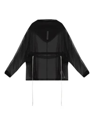 Rick Owens semi-sheer silk hoodie - Black