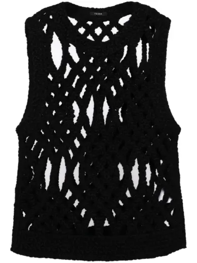 Taakk open-knitted vest - Black