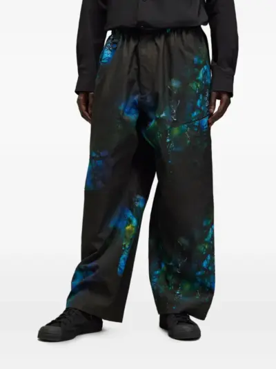 Y-3 abstract-print track pants - Blue