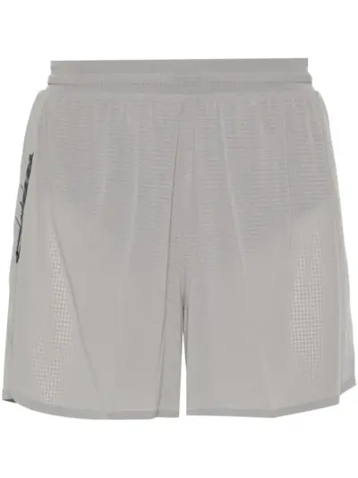 Y-3 checked running shorts - Grey
