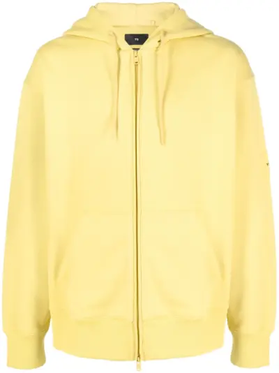 Y-3 logo-patch organic-cotton hoodie - Yellow