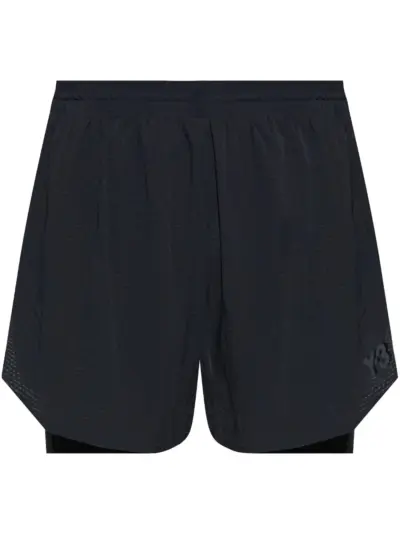 Y-3 logo-print track shorts - Black