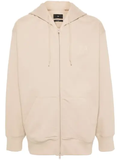 Y-3 logo-print zip-up hoodie - Neutrals