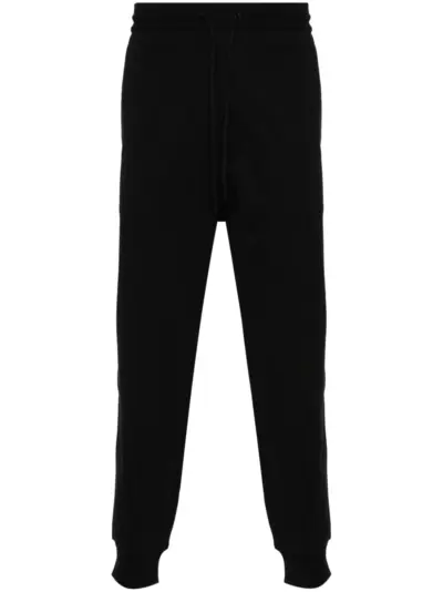 Y-3 logo-printed jersey trousers - Black