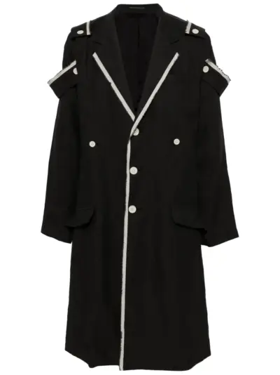 Yohji Yamamoto contrast-trim ramie coat - Grey