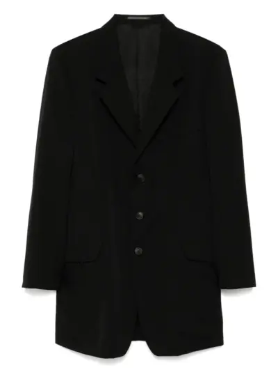 Yohji Yamamoto wool gabardine blazer - BLACK