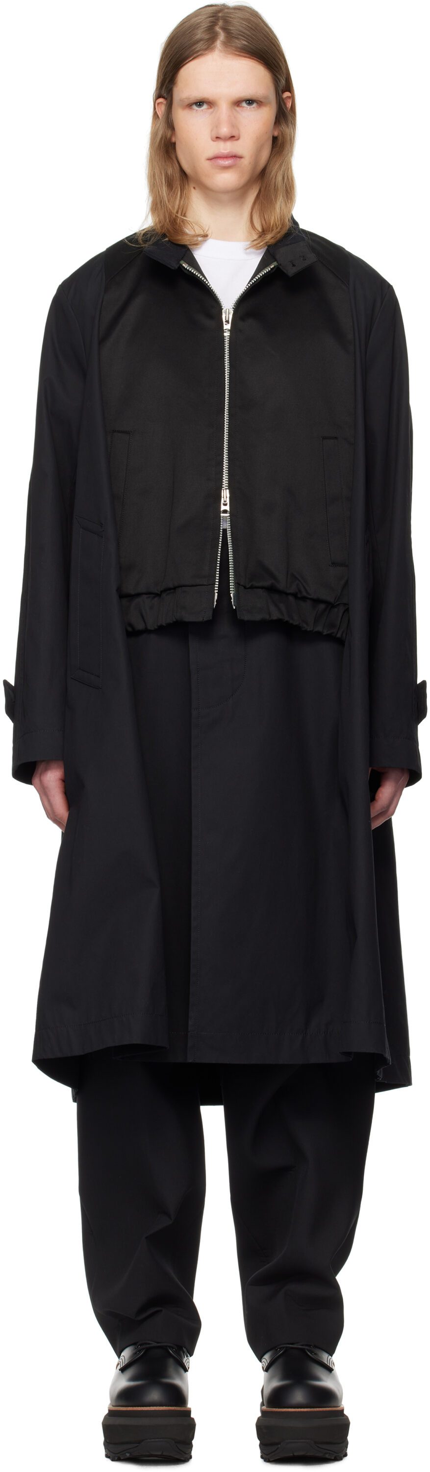 国内より1WEEK【sacai】Cotton Chino x Cotton Gabardine Coat sacai Black Cotton Chino x Gabardine Coat