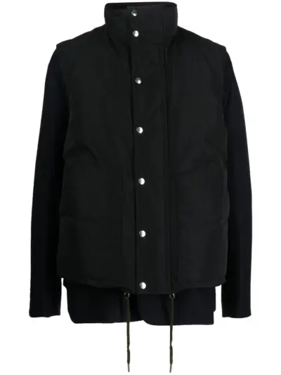 sacai double-layer gilet wool jacket - Black