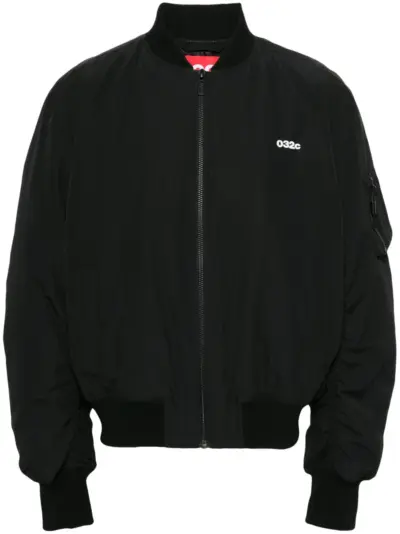 032c logo-print bomber jacket - Black