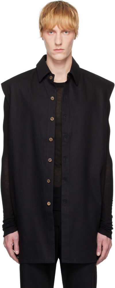 A Diciannoveventitre Black Jane Sleeveless Denim Vest