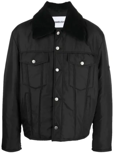 AMBUSH logo-embossed padded short jacket - Black