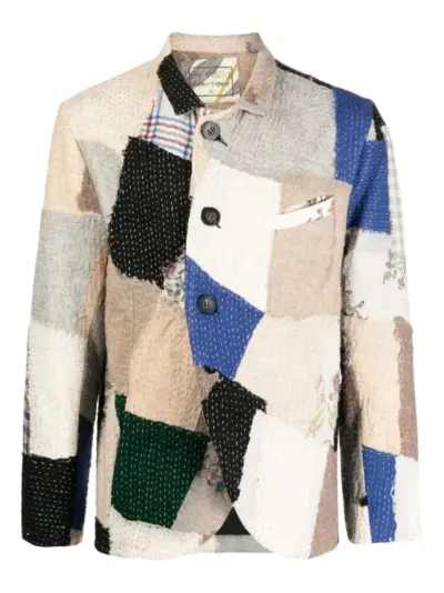 By Walid patchwork blazer - Neutrals