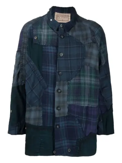 By Walid patchwork button-up shirt - Blue