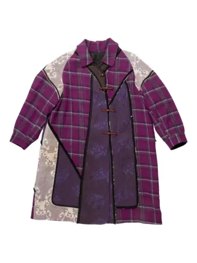 COMMUNS checked trench coat - Purple