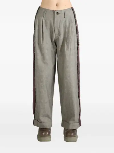 COMMUNS frayed-trim trousers - Grey