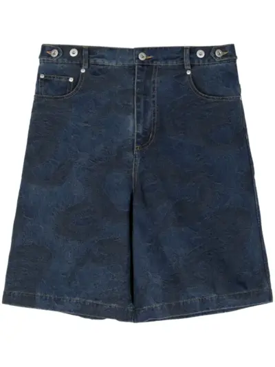 Feng Chen Wang Dragon jacquard denim shirt - Blue