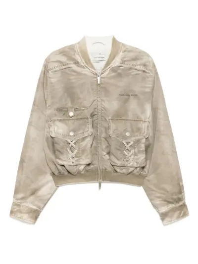 Feng Chen Wang logo-embroidered bomber jacket - Neutrals