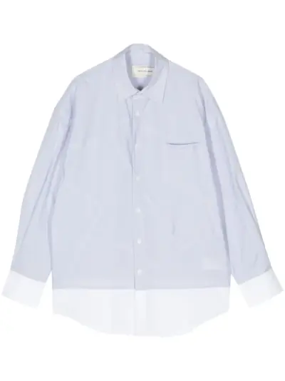 Feng Chen Wang logo-embroidered patchwork shirt - Blue