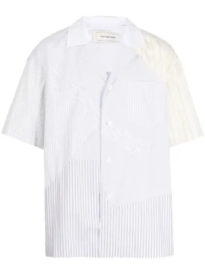 Feng Chen Wang patchwork-design shirt - Blue