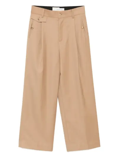 Feng Chen Wang slashed wide-leg trousers - Brown