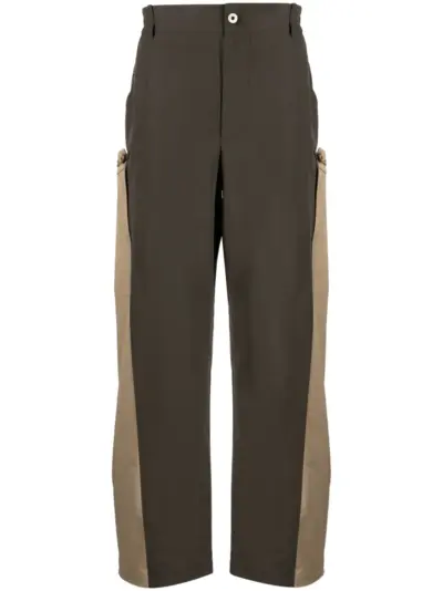 Feng Chen Wang two-tone straight-leg trousers - Green