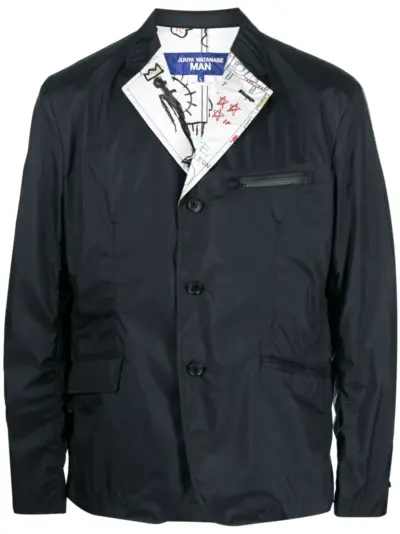 Junya Watanabe MAN single-breasted sketch-print blazer - Black