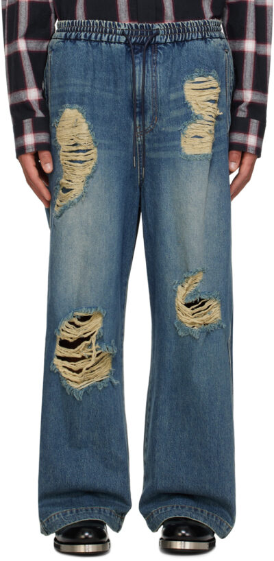 Juun.J Blue Distressed Jeans