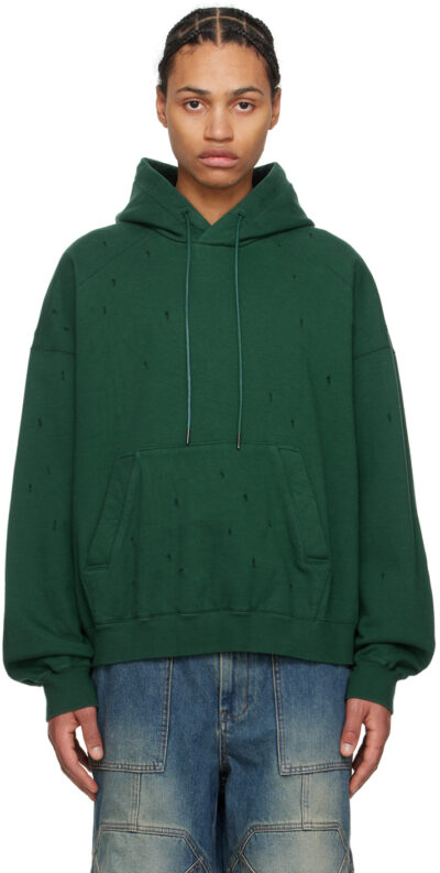 Juun.J Green Distressed Hoodie
