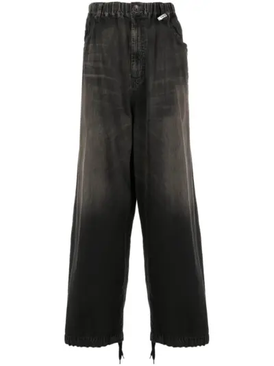 Maison MIHARA YASUHIRO contrasting panel mid-rise wide-leg jeans - Black