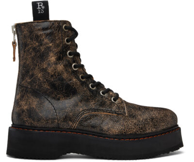 R13 Brown Single Stack Boots