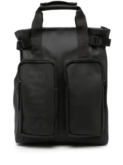 Rains logo-print multi-pocket backpack - Black
