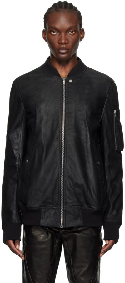 Rick Owens Black Porterville Classic Flight Leather Jacket