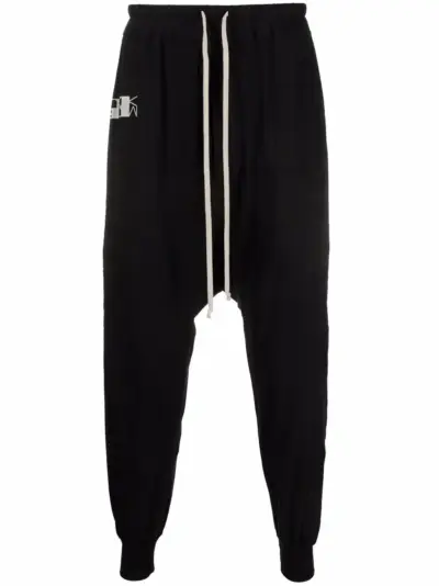 Rick Owens DRKSHDW logo-print drop-crotch trousers - Black