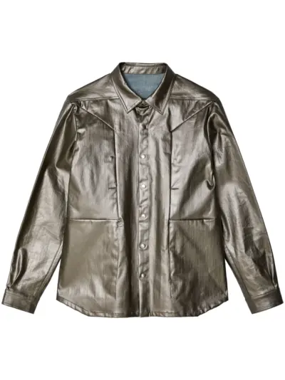 Rick Owens Fogpocket high-shine shirt jacket - Silver
