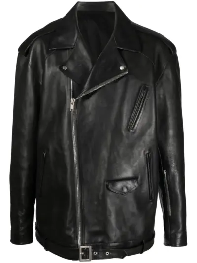 Rick Owens Luke Stooges zip-up leather jacket - Black