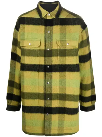Rick Owens plaid-check wool coat - Green
