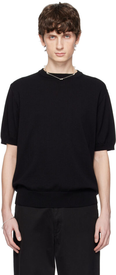TAKAHIROMIYASHITA TheSoloist. Black Regular Fit Crew Neck Short Sleeve Sweater